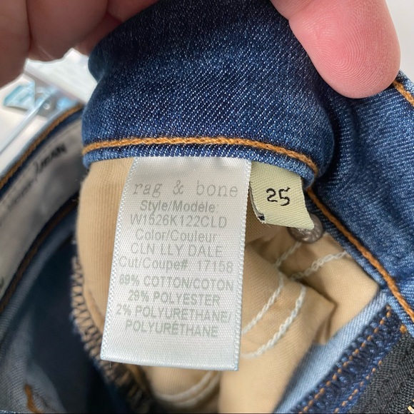 Rag & Bone Ankle Skinny Jeans Raw Ankle Hem Medium Wash Cln Lly Dale Size 25 - Picture 9 of 12